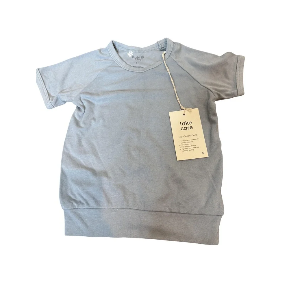 Kyte Baby Shirt‎ Kids 3T Blue Short Sleeve Bamboo Crewneck Basic Top Tee